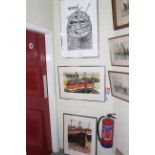 H.J. Jackson, three framed lino cuts, all numbered and titled in the margin.