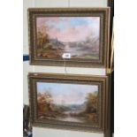 A.G. Blake, Views of Somerset, pair oils on board, dated 1880 lower left, 21.5cm by 34.