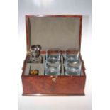 Silver mounted spirit decanter and tumbler set with solid silver measure and in burr woos