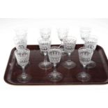 Set of eleven crystal liquor glasses.