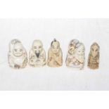 Collection of five figure netsuke.