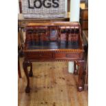 Mahogany Chippendale style two drawer ladies writing desk,