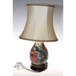 Moorcroft lamp with shade.