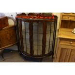 1920's/30's mahogany two door bow front china cabinet on cabriole legs.