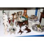 Beswick and Royal Doulton horses, other animal ornaments, figurines, glass and china.