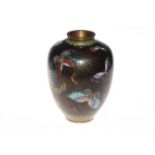 Cloisonne vase decorated with butterflies, 18cm.