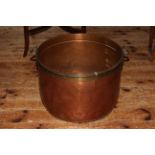 Large copper bin with one handle, 48cm.