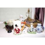 Crown Devon John Peel musical jug, glass ewer and bowl, etc.