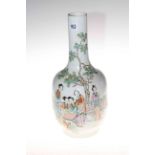 Chinese porcelain bottle vase decorated with figures and verse, 40cm.