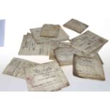 Tub of circa 1800 to 1880's topographical Britain indentures, includes parchments.