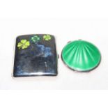 Silver cigarette case with three enamelled four leaf clovers (Vickery, Regent Street),