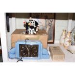 Smiths Sectric Retro mantel clock, students microscope, novelty teapot with box and framed print.