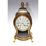 Continental floral painted balloon shaped mantel clock, 52cm.