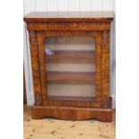 Victorian walnut and satinwood inlaid glazed door pier cabinet with ormolu mounts, 105cm by 83cm.