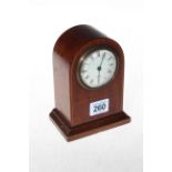 Edwardian inlaid mahogany mantel clock, 15cm.