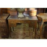 Edwardian mahogany and line inlaid desk,
