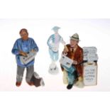 Three Royal Doulton figurines, Stop Press, The Parisian and Harlequin (3).