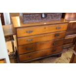 Georgian oak chest of four long graduated drawers on bracket feet, 93.5cm by 107cm.