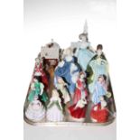 Ten Royal Doulton and Coalport figurines, Staffordshire Bell figure,