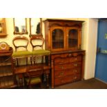Victorian mahogany chest on chest top, Victorian mahogany glazed door bookcase top,