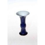 Small Chinese blue glazed vase with six character mark to base, 13.5cm.