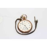 9 carat gold Elgin USA keyless pocket watch.