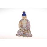 Chinese porcelain buddha, wearing delicately painted gown, 25cm.
