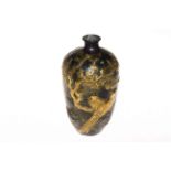 Chinese Kangxi bronze and gilt highlighted vase, decorated with birds and prunus branches,