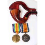 Two WWI medals for TS-9417 DVR, J.C. Hanson ASC, and cased meerschaum pipe (3).
