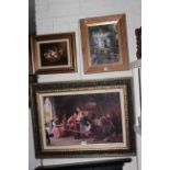 Collection of seven various pictures and frames.