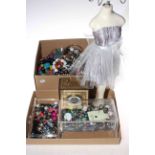 Collection of costume jewellery, carriage clock etc.