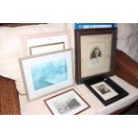 Collection of seven various pictures including Vanity Fair, etching, etc.