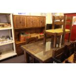 Continental carved hardwood eight piece dining suite comprising five door wall unit,