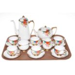 1930's sixteen piece Carlton china tea set with floral design.