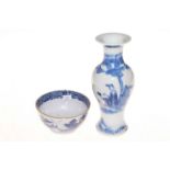 Chinese porcelain blue and white vase, with figure decoration and a blue and white bowl (2).