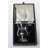 Silver christening tankard, boxed.