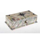 Mother of pearl jewellery box with original padded interior and key.