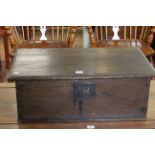 Antique oak bible box, 23.5cm by 67cm.