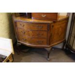 Burr walnut shaped front sideboard on cabriole legs.