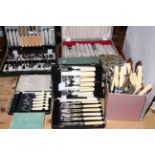 Collection of cased, boxed and loose cutlery.