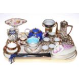 Noritake coffee ware, Cabinet cups and saucers, Limoges lidded dish, Links of London ruler, etc.