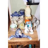 Collection of Wedgwood, Aynsley, Shelley, Continental wall plaque, Belleek tea set,