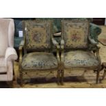 Pair French 19th Century gilt armchairs.
