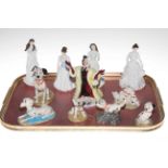 Royal Doulton Cruella De Vil, six Dalmations and four lady figurines.