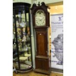Late Georgian inlaid oak eight-day longcase clock,