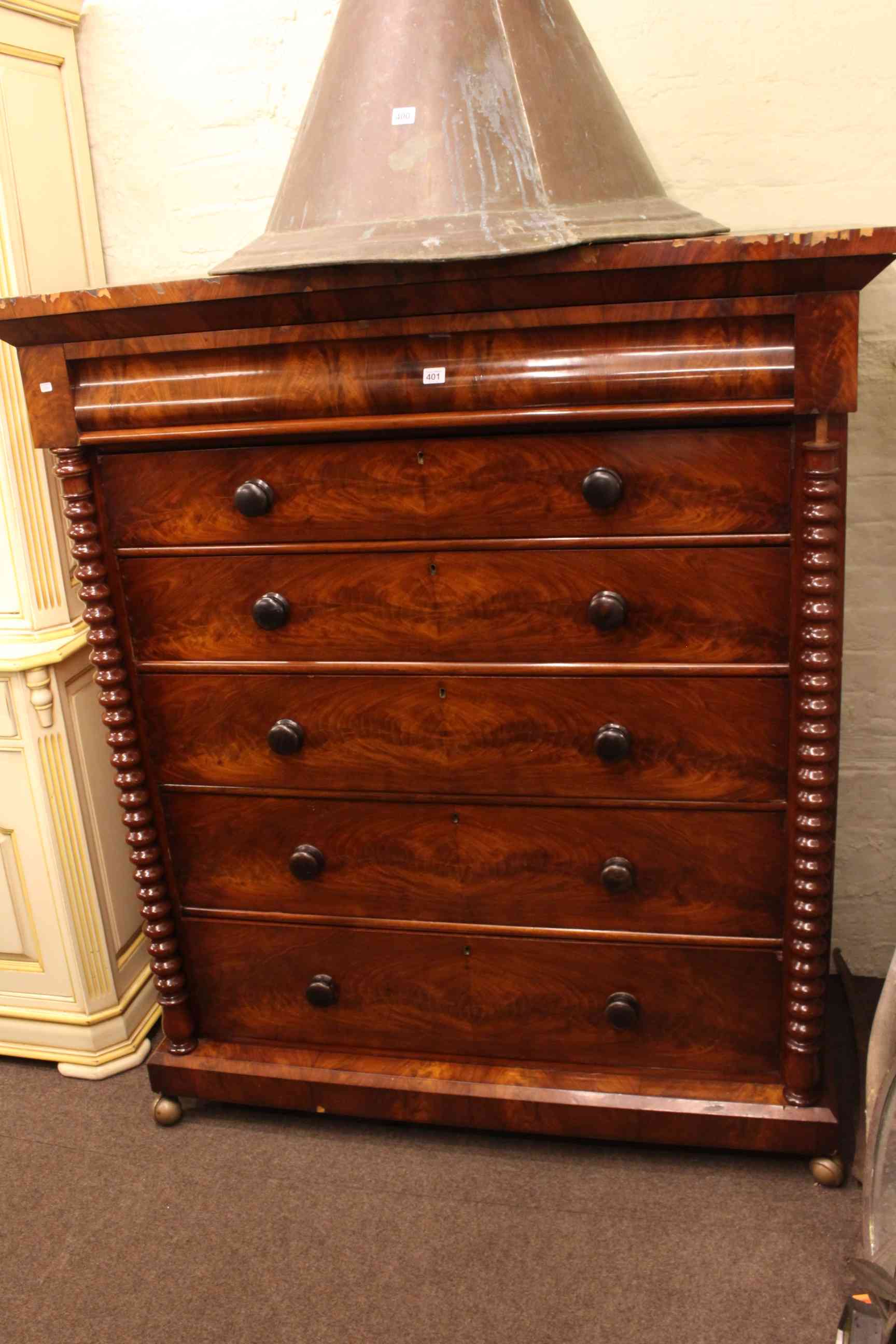 Victorian mahogany six-height Scotch chest.