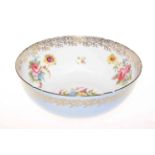 Shelley Fine Bone China bowl with floral sprays, 26cm diameter.