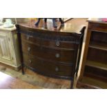 Antique mahogany bow front chest of drawers with reeded columns, 97cm wide, 49cm deep, 92cm. high.