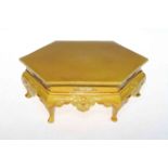 Chinese porcelain yellow glazed hexagonal stand having shaped and moulded frieze on cabriole legs,