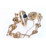 9 carat gold sapphire and diamond ring and 9 carat gold bracelet (2).